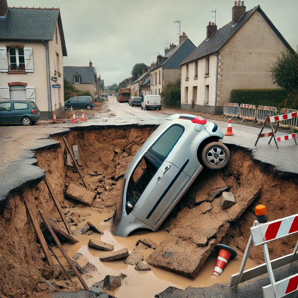 Une voiture avalée par un trou béant !