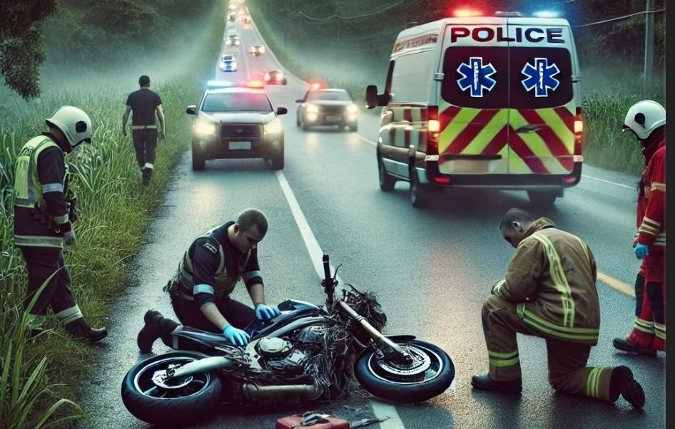 VIOLAINES.- Un jeune motard grièvement blessé dans un accident. Les secours le transportent à Lille.