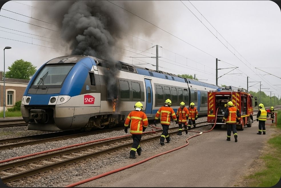 Accident de train : un départ de feu a eu lieu sur la ligne SNCF Laon-Paris après une collision, trois blessés légers.